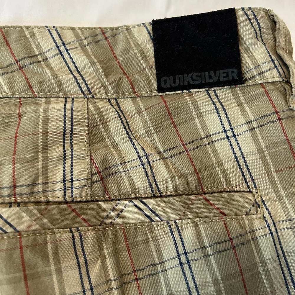 Quicksilver Men's Plaid Shorts | Tan Khaki Casual Boardwalk Surf Skate Size: 38 - Picture 3 of 8